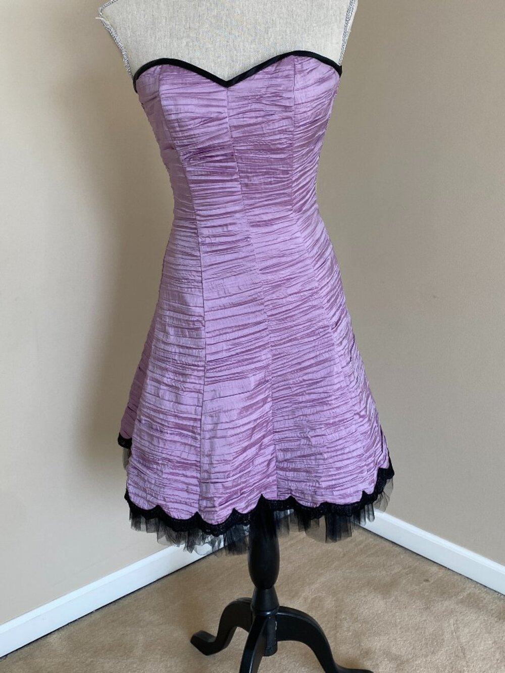 Jessica McClintock Gunne Sax Purple Strapless Lace Tulle Dress Size 3